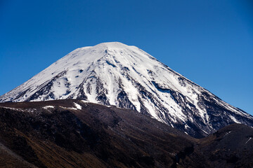 Photos of  volcano Mt.Ngauruhoe and its lakes in New Zealand.