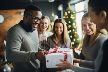 Office Workers Coming Together to Contribute to a Christmas Charity Initiative