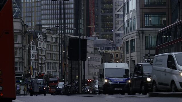 Urban Scene Rush Hour Aerial View Metropolitan Area London Traffic Vehicles Day