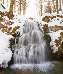 waterfall Josefstal in winter season
