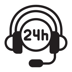 24 hours support glyph icon