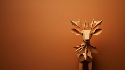 Cute reindeer Christmas image made of kraft material with copy space. create using a generative ai tool 