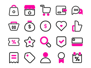 E Commerce Icon Pack in Color Filled Style. Perfect for Websites, Landing Pages, Mobile Apps, Presentations, and Other Projects. Suitable for User Interface and User Experience UI/UX.