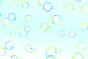 背景素材_水彩_シャボン玉_空