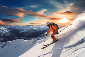 a person in skiing down a mountain