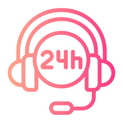 24 hours support gradient icon