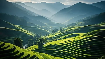 Cercles muraux Mu Cang Chai Terraced rice field landscape of Mu Cang Chai, Yenbai, Northern Vietnam 