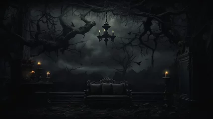 Fotobehang A Dark Gothic Horror Theme Room Background © Adam