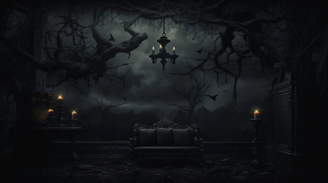 A Dark Gothic Horror Theme Room Background