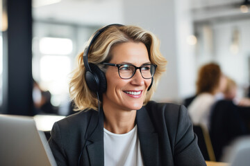 Smiling Executive: Hybrid Work Setup