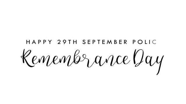 National Police Remembrance Day Text Animation. Great for Police Remembrance Day Celebrations, lettering with white background, for banner, social media feed wallpaper stories