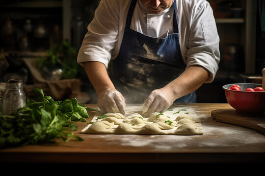 Culinary Craft: Chef Handcrafting Ravioli