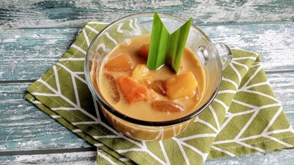 Indonesian dessert called kolak ubi pisang