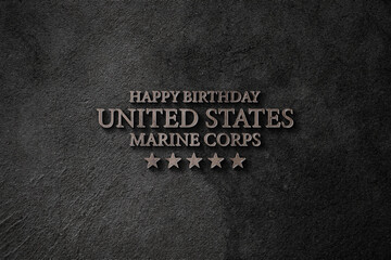 Happy Birthday United States Marine Corps Text Design illustration - obrazy, fototapety, plakaty