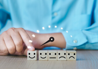 Customers use their fingers to select wooden blocks. For customer satisfaction after use and...