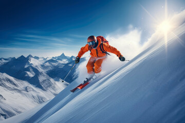 Adrenaline Rush: Bold Jumping Skier in Winter Wonderland