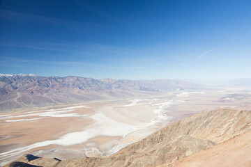 View into Badwater Basin at Death Valley National Park, California