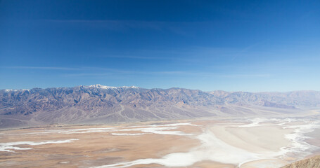 View into Badwater Basin at Death Valley National Park, California