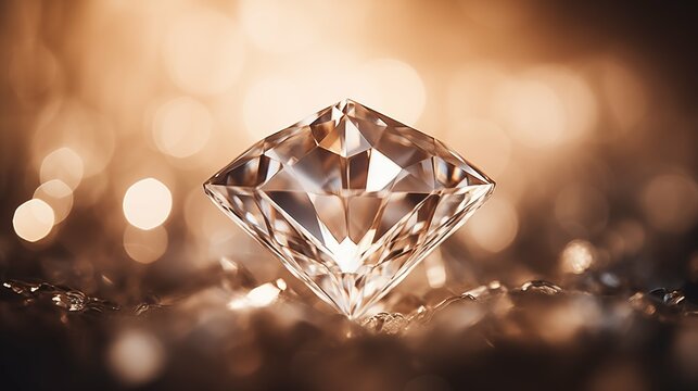 Diamond, precious gems closed up at soft light background