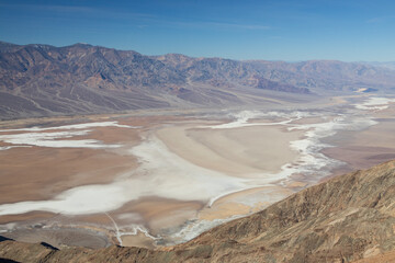 View into Badwater Basin at Death Valley National Park, California