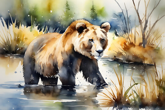 oil painting of bear