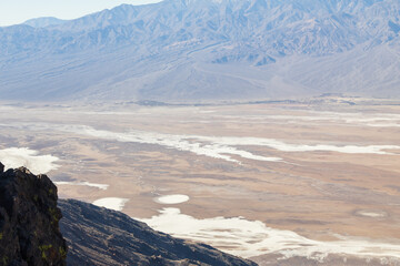 View into Badwater Basin at Death Valley National Park, California