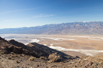 View into Badwater Basin at Death Valley National Park, California