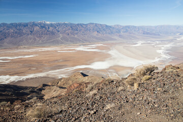 View into Badwater Basin at Death Valley National Park, California