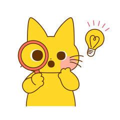 虫眼鏡を覗く猫