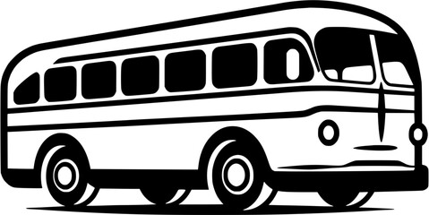 Hand-drawn Traveling Bus Vintage Outline Icon - obrazy, fototapety, plakaty