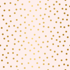 Celebration Confetti, Seamless pattern, golden dots on pink background