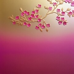 Embossed Cherry Blossom Elegance: Magenta and Gold Japanese Stylish Background