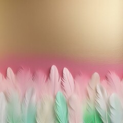 Elegant Soft Pink and Green Feathers and Gold: Stylish Modern Background