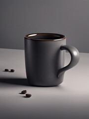 Grey coffee mug on clean surface.