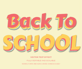 Editable text effect Back To School 3d cartoon style premium vector