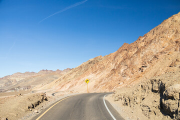 One lane road through Death Valley National Park, California