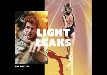 Light Leaks Overlays Poster Template Mockup