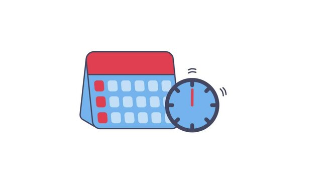 Animated alarm clock shows the dead line. Calendar and alarm clock animation