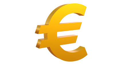 Euro coin isolated 3d render, euro symbol isolated, gold euro icon isolated
