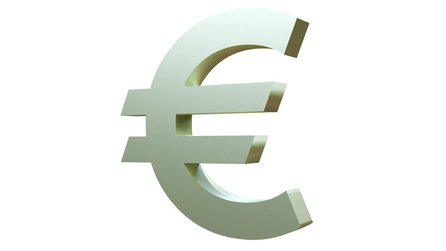 Euro coin isolated 3d render, euro symbol isolated, silver euro icon isolated