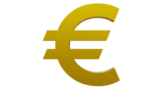 Euro coin isolated 3d render, euro symbol isolated, gold euro icon isolated