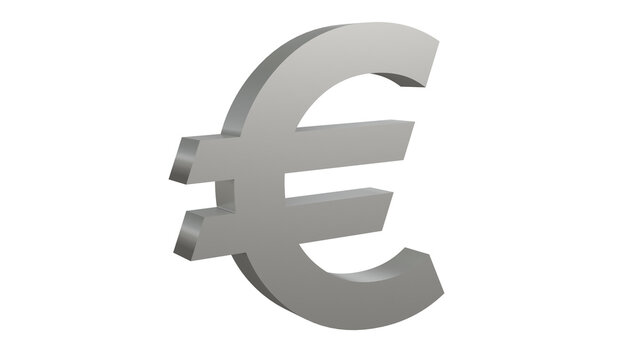 Euro coin isolated 3d render, euro symbol isolated, silver euro icon isolated