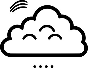 Big Data Cloud Computing Solutions Vintage Outline Icon In Hand-drawn Style