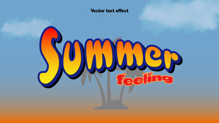 summer, text effect, feeling, blue background, blue contour