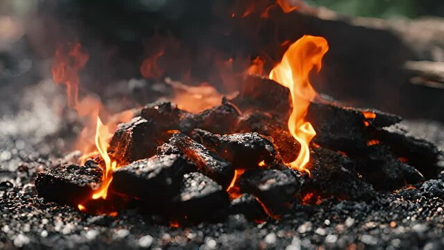 steady stream smoldering embers drifts upwards against backdrop dark smoke, resembling river fire flowing through air.
