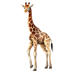 Obraz premium Hand Drawn Watercolor Giraffe Clip Art Illustration. Isolated elements on a white background.