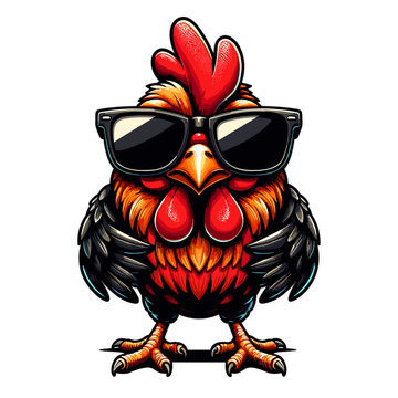 cool chicken with sunglasses vector
