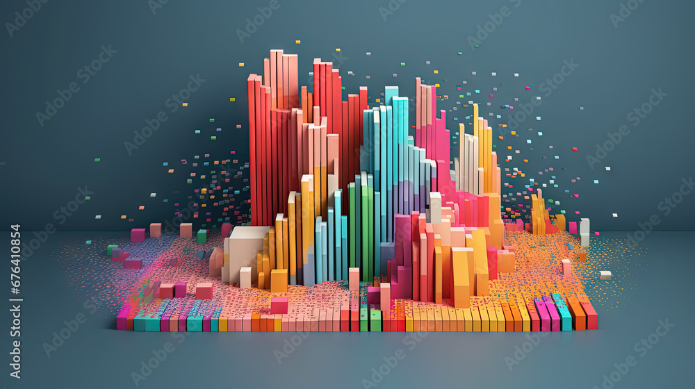Aufkleber Business data graph concept with market data clusters and particles. Digital sorting and management concept for business and finance.