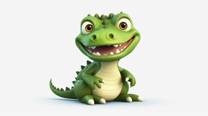 Obraz premium clipart of a cute crocodile flat white background.Generative AI