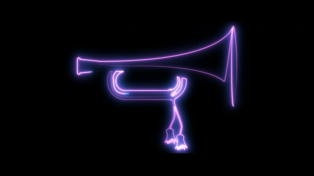 Neon Animated Megaphone. Advertising and distribution - 4k